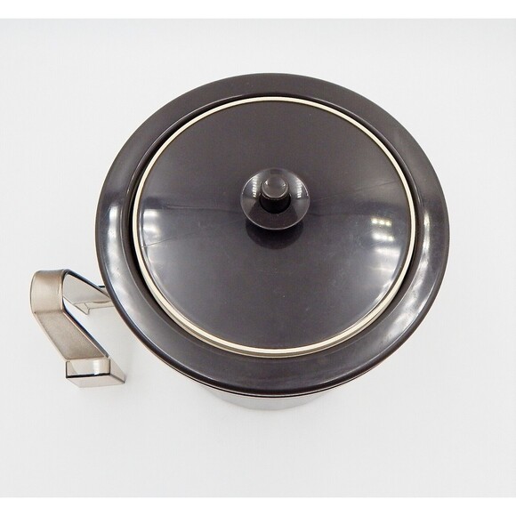 Tupperware 3-Piece Ice Bucket Mocha Brown 1683-5 1684-6 W/Tongs Push Button Lid - Picture 5 of 12